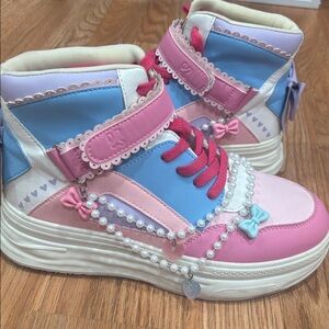 KOI SUGAR WISHES CHUNKY HI TOP SNEAKERS PEARLS HEARTS BOWS GIRLIE
